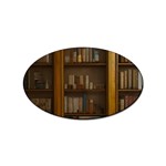 Books Book Shelf Shelves Knowledge Book Cover Gothic Old Ornate Library Sticker Oval (10 pack) Front