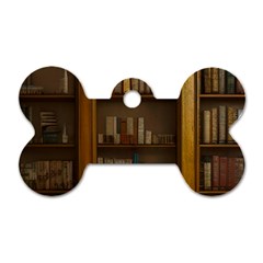 Books Book Shelf Shelves Knowledge Book Cover Gothic Old Ornate Library Dog Tag Bone (two Sides) by Maspions