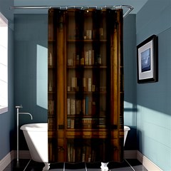 Books Book Shelf Shelves Knowledge Book Cover Gothic Old Ornate Library Shower Curtain 36  X 72  (stall)  by Maspions