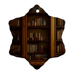 Books Book Shelf Shelves Knowledge Book Cover Gothic Old Ornate Library Ornament (snowflake) by Maspions