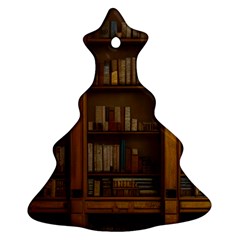 Books Book Shelf Shelves Knowledge Book Cover Gothic Old Ornate Library Ornament (christmas Tree)  by Maspions