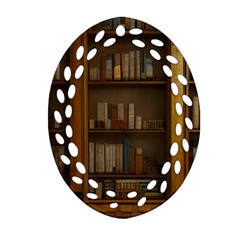 Books Book Shelf Shelves Knowledge Book Cover Gothic Old Ornate Library Ornament (oval Filigree) by Maspions