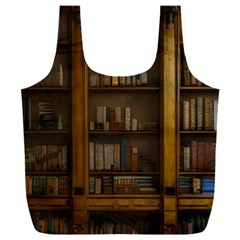 Books Book Shelf Shelves Knowledge Book Cover Gothic Old Ornate Library Full Print Recycle Bag (xxl)