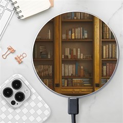 Books Book Shelf Shelves Knowledge Book Cover Gothic Old Ornate Library Wireless Fast Charger(white)