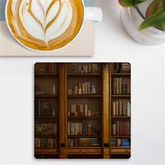 Books Book Shelf Shelves Knowledge Book Cover Gothic Old Ornate Library Uv Print Square Tile Coaster 