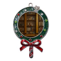 Books Book Shelf Shelves Knowledge Book Cover Gothic Old Ornate Library Metal X mas Lollipop With Crystal Ornament by Maspions