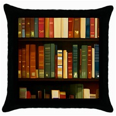 Books Bookshelves Library Fantasy Apothecary Book Nook Literature Study Throw Pillow Case (black) by Grandong