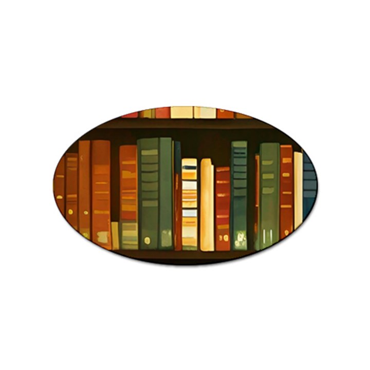 Books Bookshelves Library Fantasy Apothecary Book Nook Literature Study Sticker (Oval)