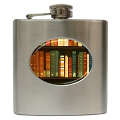 Books Bookshelves Library Fantasy Apothecary Book Nook Literature Study Hip Flask (6 Oz) by Grandong