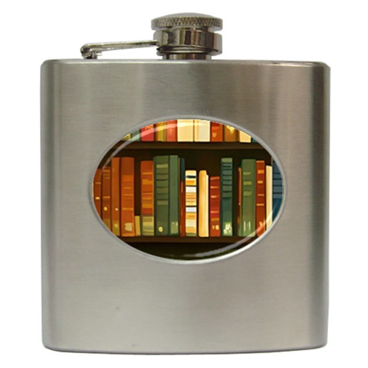 Books Bookshelves Library Fantasy Apothecary Book Nook Literature Study Hip Flask (6 oz)