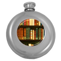 Books Bookshelves Library Fantasy Apothecary Book Nook Literature Study Round Hip Flask (5 Oz) by Grandong