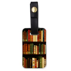 Books Bookshelves Library Fantasy Apothecary Book Nook Literature Study Luggage Tag (one Side) by Grandong