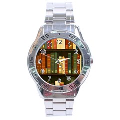 Books Bookshelves Library Fantasy Apothecary Book Nook Literature Study Stainless Steel Analogue Watch