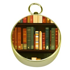 Books Bookshelves Library Fantasy Apothecary Book Nook Literature Study Gold Compasses by Grandong