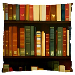 Books Bookshelves Library Fantasy Apothecary Book Nook Literature Study Large Premium Plush Fleece Cushion Case (one Side) by Grandong