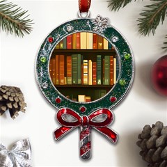 Books Bookshelves Library Fantasy Apothecary Book Nook Literature Study Metal X mas Lollipop With Crystal Ornament by Grandong