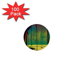 Nature Swamp Water Sunset Spooky Night Reflections Bayou Lake 1  Mini Buttons (100 Pack)  by Grandong