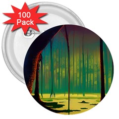 Nature Swamp Water Sunset Spooky Night Reflections Bayou Lake 3  Buttons (100 Pack)  by Grandong