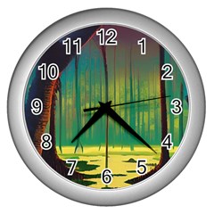 Nature Swamp Water Sunset Spooky Night Reflections Bayou Lake Wall Clock (silver) by Grandong