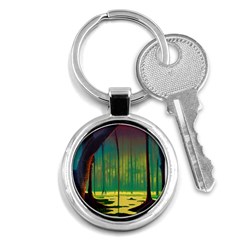 Nature Swamp Water Sunset Spooky Night Reflections Bayou Lake Key Chain (round) by Grandong