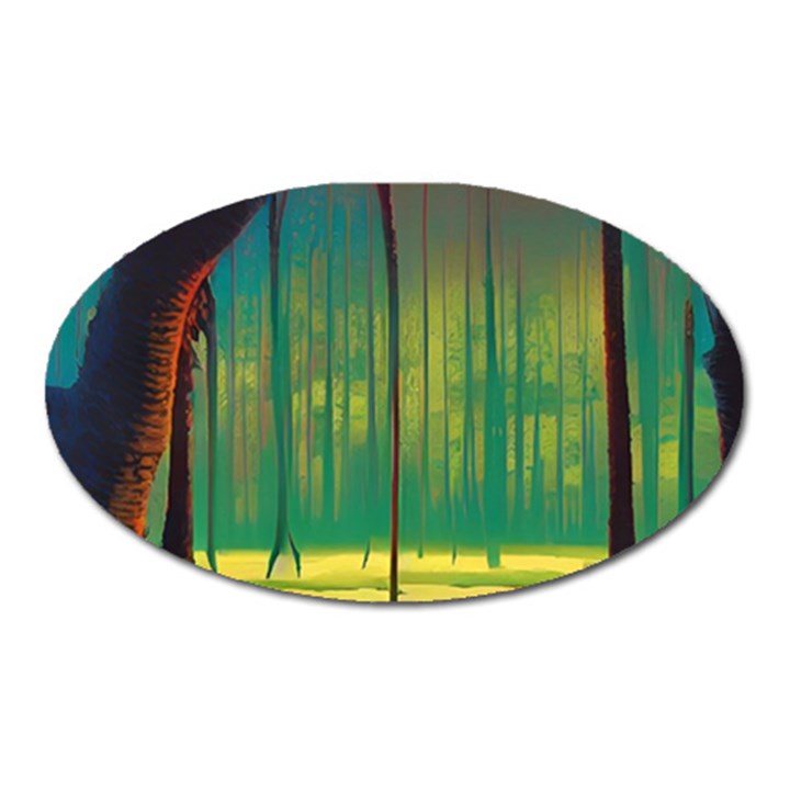 Nature Swamp Water Sunset Spooky Night Reflections Bayou Lake Oval Magnet