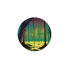 Nature Swamp Water Sunset Spooky Night Reflections Bayou Lake Golf Ball Marker by Grandong