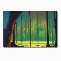 Nature Swamp Water Sunset Spooky Night Reflections Bayou Lake Postcards 5  X 7  (pkg Of 10) by Grandong