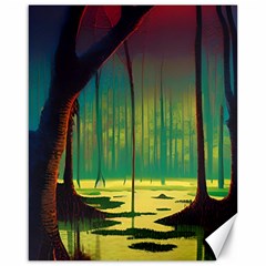 Nature Swamp Water Sunset Spooky Night Reflections Bayou Lake Canvas 16  X 20  by Grandong