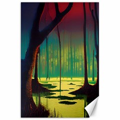 Nature Swamp Water Sunset Spooky Night Reflections Bayou Lake Canvas 20  X 30  by Grandong