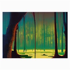 Nature Swamp Water Sunset Spooky Night Reflections Bayou Lake Large Glasses Cloth by Grandong