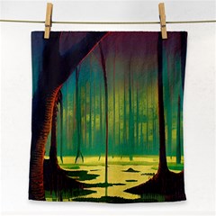 Nature Swamp Water Sunset Spooky Night Reflections Bayou Lake Face Towel by Grandong