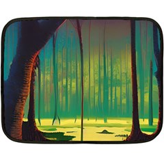 Nature Swamp Water Sunset Spooky Night Reflections Bayou Lake Fleece Blanket (mini) by Grandong