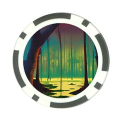 Nature Swamp Water Sunset Spooky Night Reflections Bayou Lake Poker Chip Card Guard (10 Pack) by Grandong