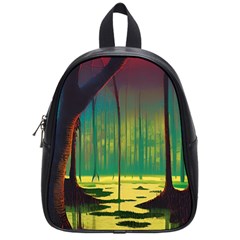 Nature Swamp Water Sunset Spooky Night Reflections Bayou Lake School Bag (small) by Grandong