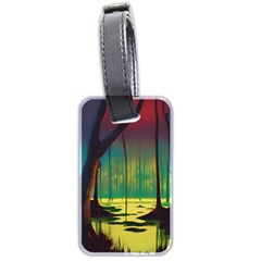 Nature Swamp Water Sunset Spooky Night Reflections Bayou Lake Luggage Tag (two Sides) by Grandong