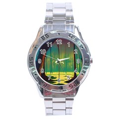 Nature Swamp Water Sunset Spooky Night Reflections Bayou Lake Stainless Steel Analogue Watch