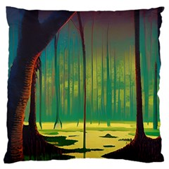 Nature Swamp Water Sunset Spooky Night Reflections Bayou Lake Large Cushion Case (two Sides) by Grandong