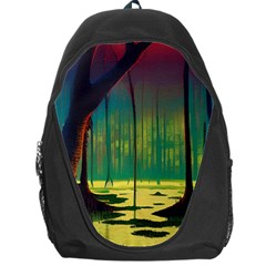 Nature Swamp Water Sunset Spooky Night Reflections Bayou Lake Backpack Bag by Grandong