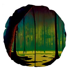 Nature Swamp Water Sunset Spooky Night Reflections Bayou Lake Large 18  Premium Round Cushions by Grandong