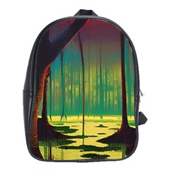 Nature Swamp Water Sunset Spooky Night Reflections Bayou Lake School Bag (xl) by Grandong