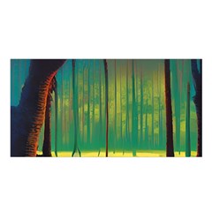 Nature Swamp Water Sunset Spooky Night Reflections Bayou Lake Satin Shawl 45  X 80  by Grandong