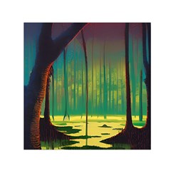 Nature Swamp Water Sunset Spooky Night Reflections Bayou Lake Square Satin Scarf (30  X 30 ) by Grandong