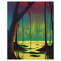 Nature Swamp Water Sunset Spooky Night Reflections Bayou Lake Drawstring Bag (small) by Grandong