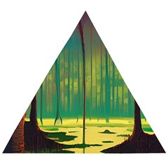 Nature Swamp Water Sunset Spooky Night Reflections Bayou Lake Wooden Puzzle Triangle by Grandong