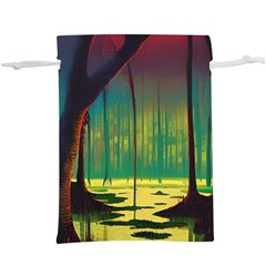 Nature Swamp Water Sunset Spooky Night Reflections Bayou Lake Lightweight Drawstring Pouch (xl) by Grandong