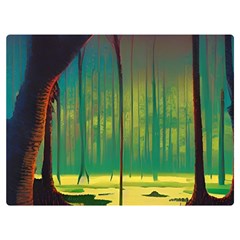 Nature Swamp Water Sunset Spooky Night Reflections Bayou Lake Premium Plush Fleece Blanket (extra Small) by Grandong