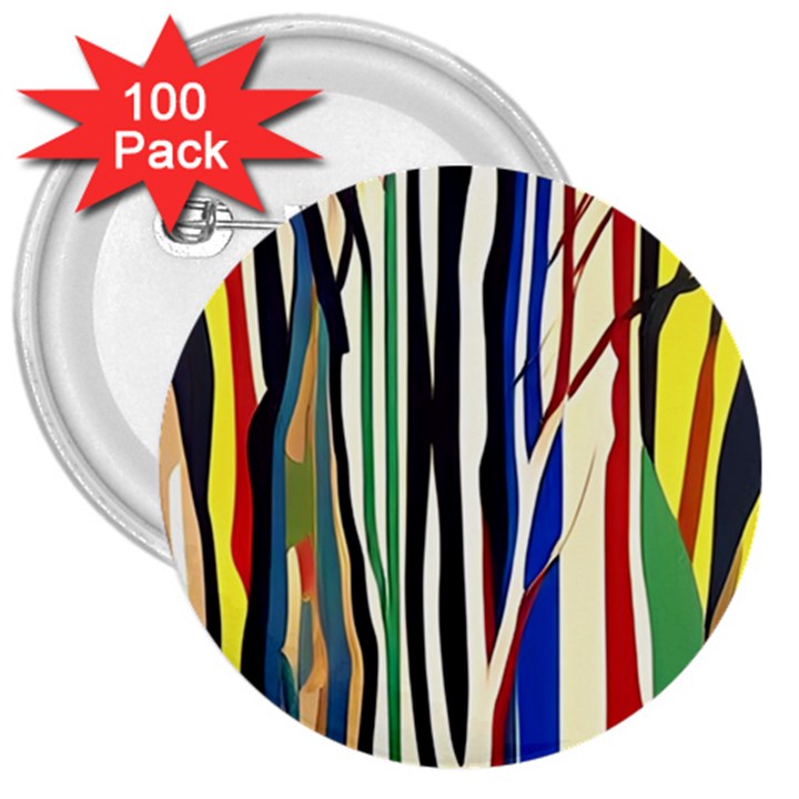 Abstract Trees Colorful Artwork Woods Forest Nature Artistic 3  Buttons (100 pack) 