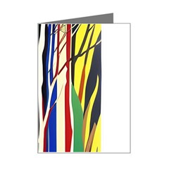 Abstract Trees Colorful Artwork Woods Forest Nature Artistic Mini Greeting Card by Grandong