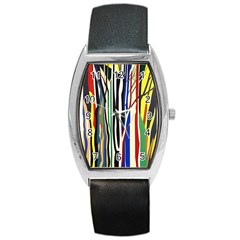 Abstract Trees Colorful Artwork Woods Forest Nature Artistic Barrel Style Metal Watch by Grandong