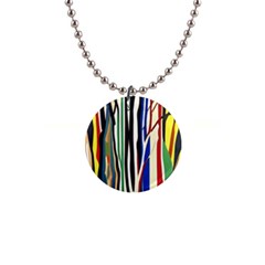 Abstract Trees Colorful Artwork Woods Forest Nature Artistic 1  Button Necklace by Grandong